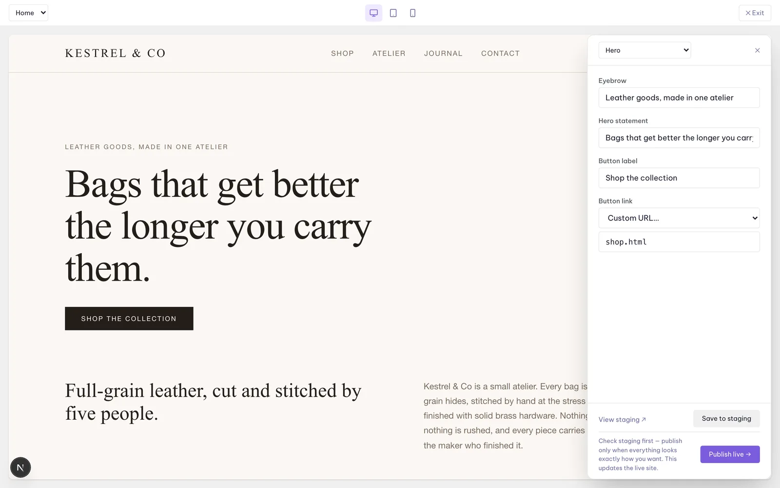Orbit portal: the visual click-to-edit editor