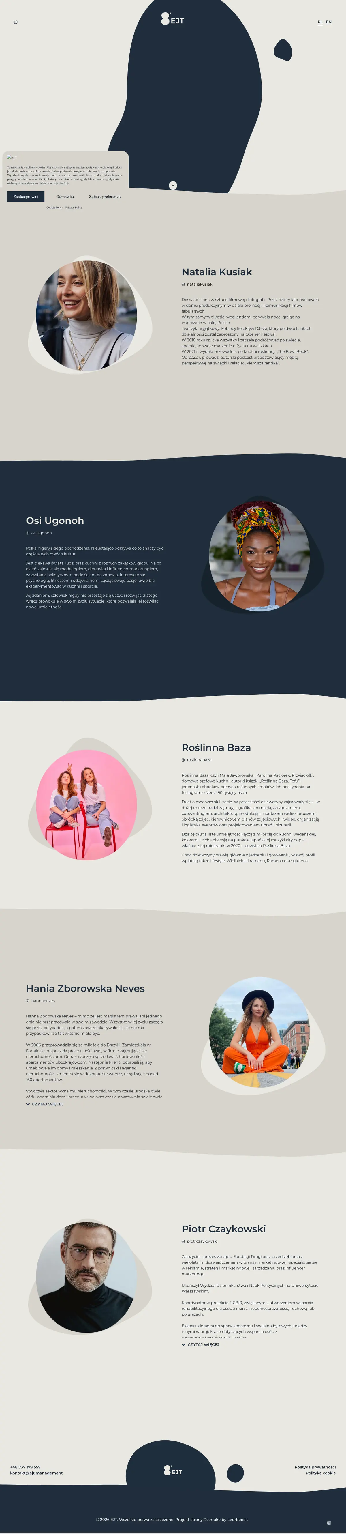EJT MANAGEMENT website, full page