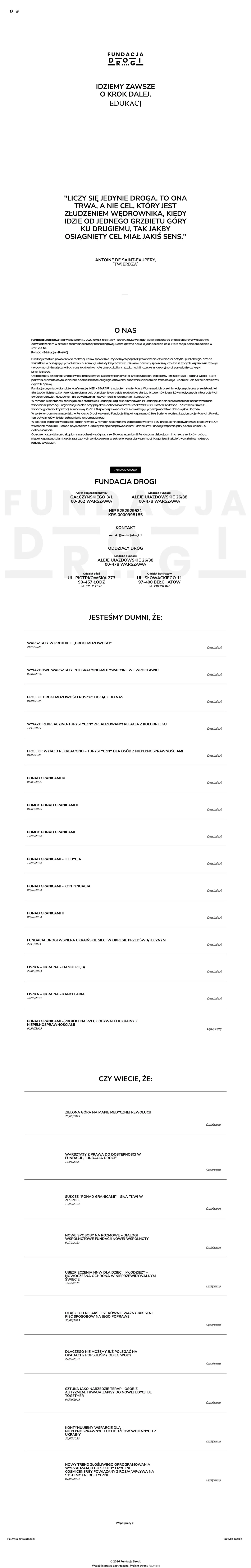 FUNDACJA DROGI website, full page