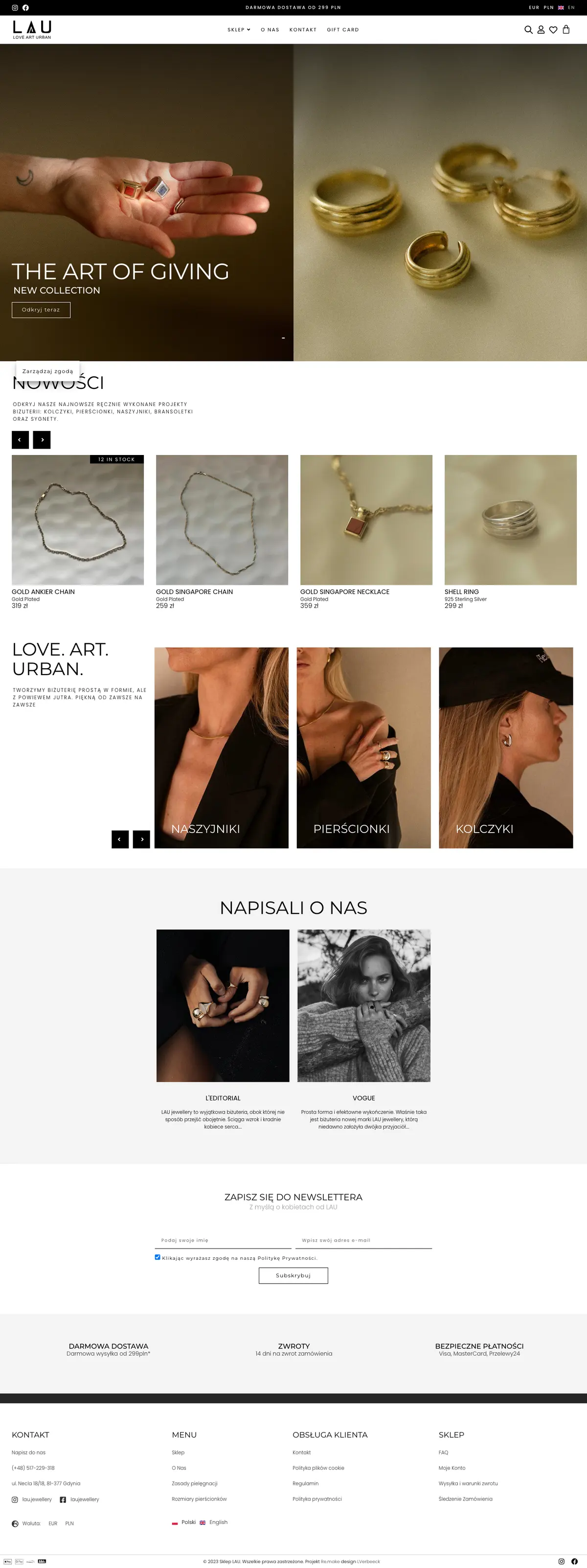 LAU JEWELLERY website, full page