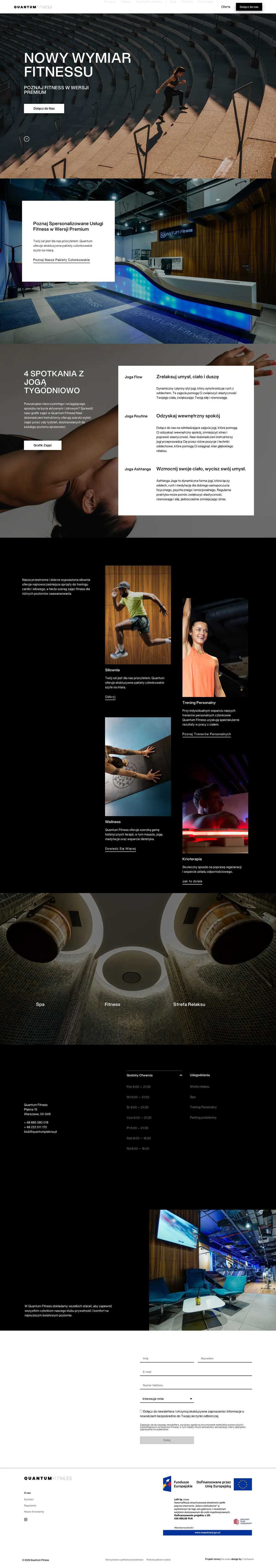 QUANTUM FITNESS website, full page