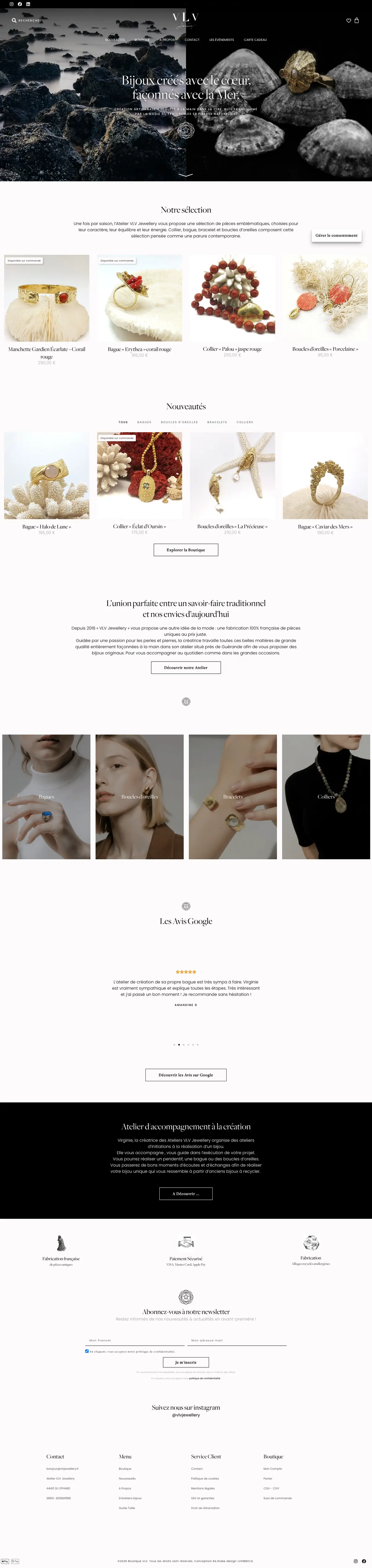 VLV JEWELLERY website, full page